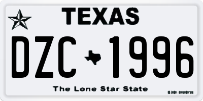 TX license plate DZC1996