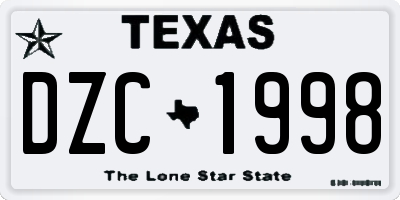 TX license plate DZC1998