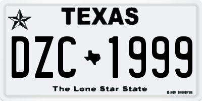 TX license plate DZC1999