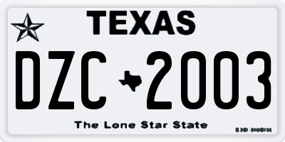 TX license plate DZC2003