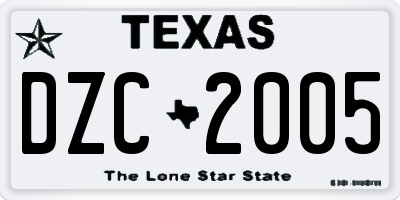 TX license plate DZC2005
