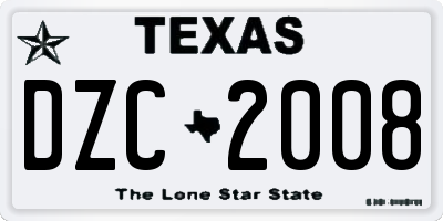 TX license plate DZC2008