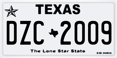 TX license plate DZC2009