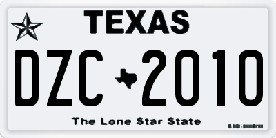 TX license plate DZC2010
