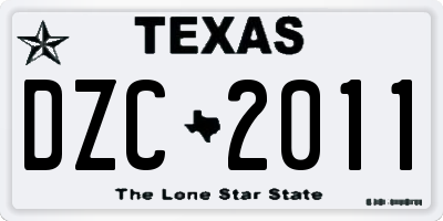 TX license plate DZC2011