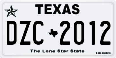 TX license plate DZC2012