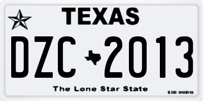 TX license plate DZC2013