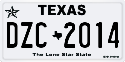 TX license plate DZC2014