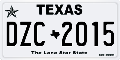 TX license plate DZC2015