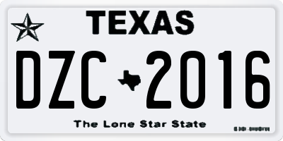 TX license plate DZC2016