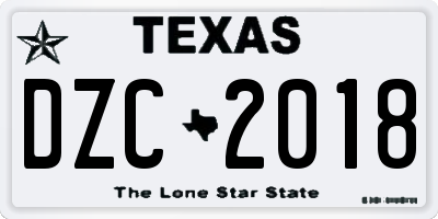 TX license plate DZC2018