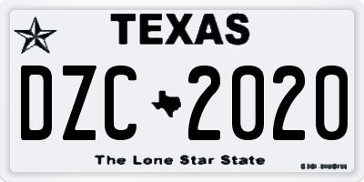 TX license plate DZC2020