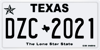 TX license plate DZC2021