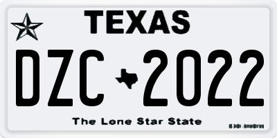 TX license plate DZC2022