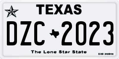 TX license plate DZC2023