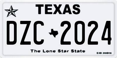 TX license plate DZC2024