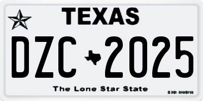 TX license plate DZC2025