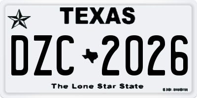 TX license plate DZC2026