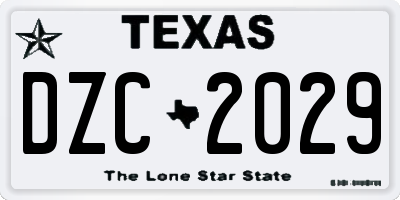 TX license plate DZC2029
