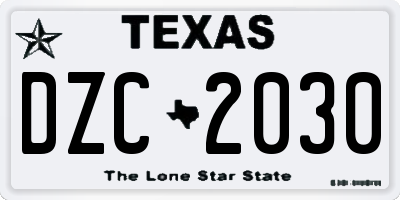 TX license plate DZC2030