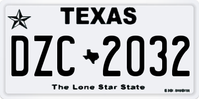 TX license plate DZC2032