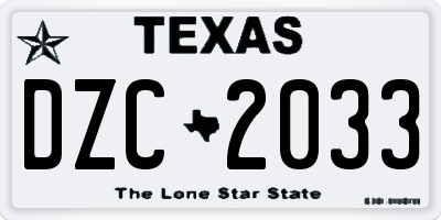 TX license plate DZC2033