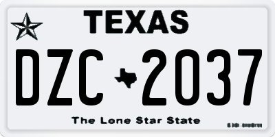 TX license plate DZC2037