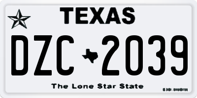 TX license plate DZC2039