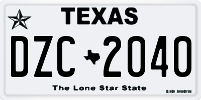 TX license plate DZC2040