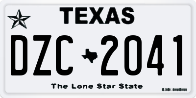 TX license plate DZC2041