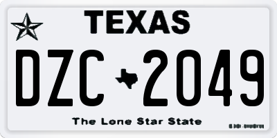 TX license plate DZC2049