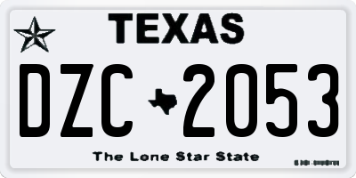 TX license plate DZC2053