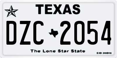 TX license plate DZC2054