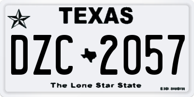 TX license plate DZC2057