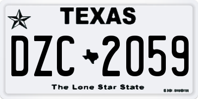 TX license plate DZC2059