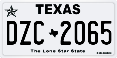 TX license plate DZC2065