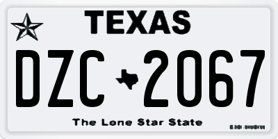 TX license plate DZC2067