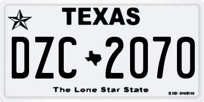 TX license plate DZC2070