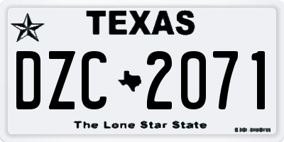 TX license plate DZC2071
