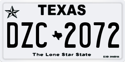 TX license plate DZC2072