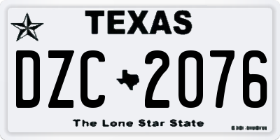 TX license plate DZC2076