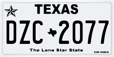 TX license plate DZC2077