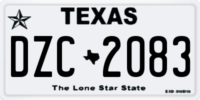 TX license plate DZC2083