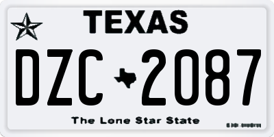 TX license plate DZC2087