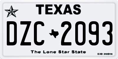 TX license plate DZC2093