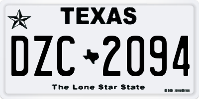 TX license plate DZC2094