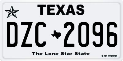 TX license plate DZC2096