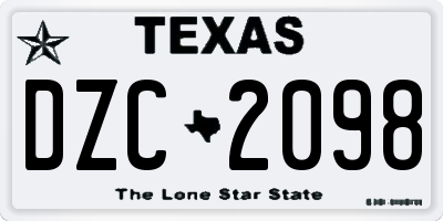 TX license plate DZC2098