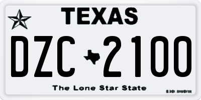 TX license plate DZC2100