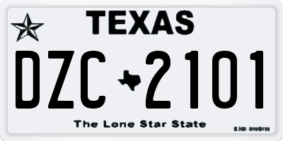 TX license plate DZC2101